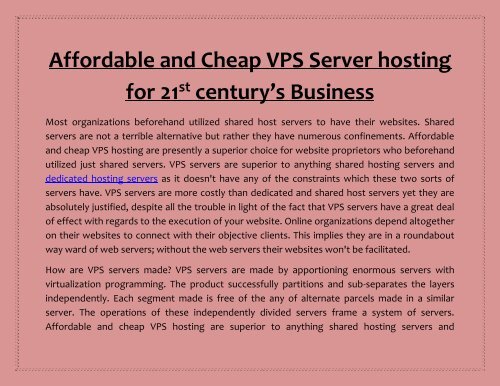 Affordable And Cheap Vps Server Hosting For 21st Century S Business Images, Photos, Reviews