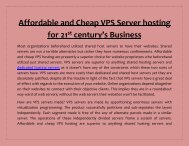 Affordable and Cheap VPS Server hosting for 21st century’s Business