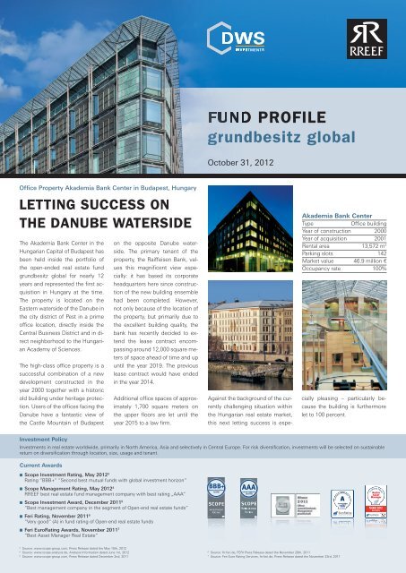 FUND PROFILE grundbesitz global - RREEF Real Estate