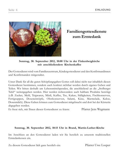 UNSERE GEMEINDE - Evangelische Kirchengemeinde Stolberg