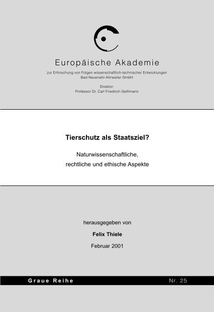 Tierschutz als Staatsziel? - Europäische Akademie Bad Neuenahr ...