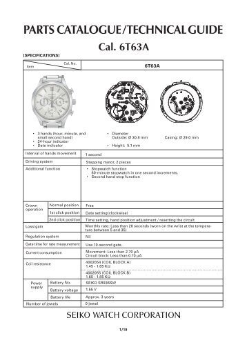 PARTS CATALOGUE / TECHNICAL GUIDE - Seiko