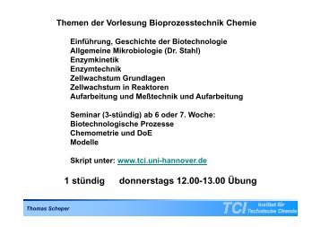 TC III Bioprozesstechnik Folien 2012 - Institut für Technische Chemie