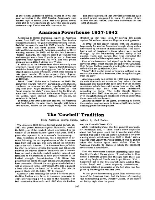 Anamosa - A Reminiscence 1838 - 1988