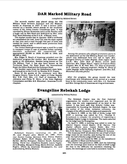 Anamosa - A Reminiscence 1838 - 1988