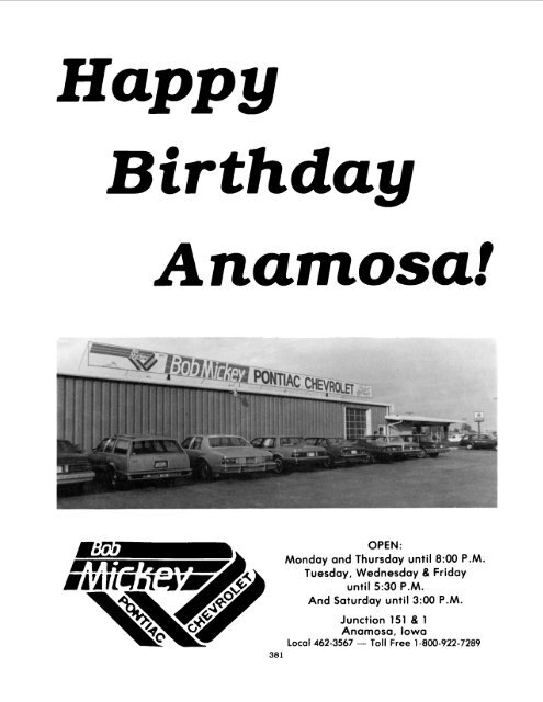 Anamosa - A Reminiscence 1838 - 1988