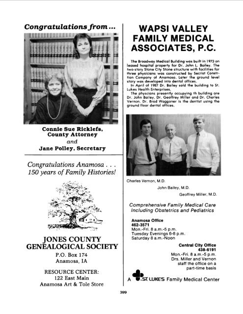 Anamosa - A Reminiscence 1838 - 1988