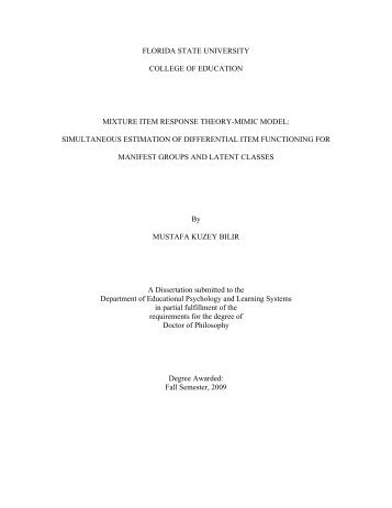 Mixture item response theory-MIMIC model - Florida State University