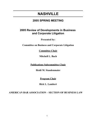 Annual Review of Developments in Business and Corporate Litigation