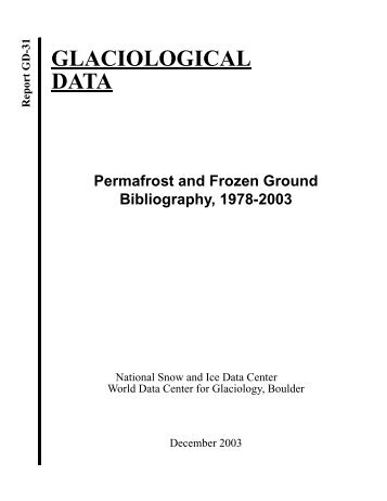 GLACIOLOGICAL DATA - National Snow and Ice Data Center