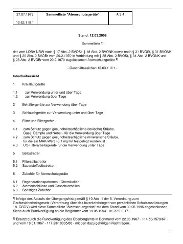 A 3 Verzeichnis der von der Bezirksregierung Arnsberg