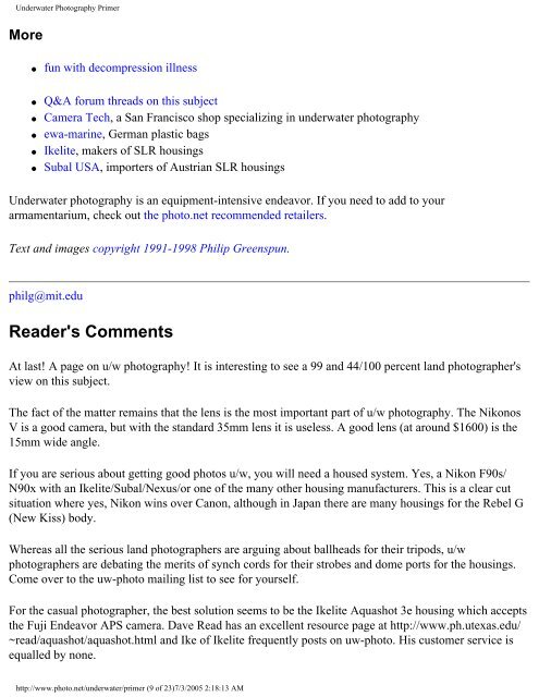 Reader's Comments - Index of - Free