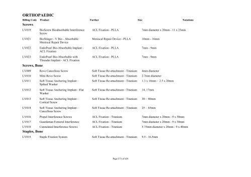 Schedule 5 - Appendix A - Surgically Implanted Prostheses