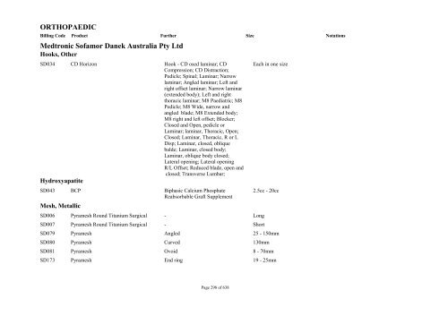 Schedule 5 - Appendix A - Surgically Implanted Prostheses