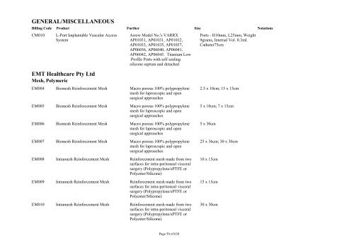 Schedule 5 - Appendix A - Surgically Implanted Prostheses