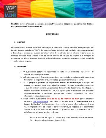 Questionário Informe Avanços - LGBTI