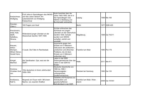 Bibliotheksbestand: September 2011 - Landesbeauftragte für ...