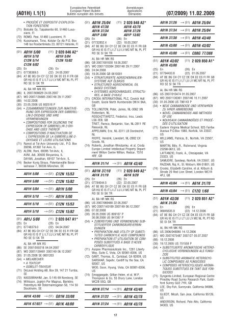 Bulletin 2009/07 - European Patent Office