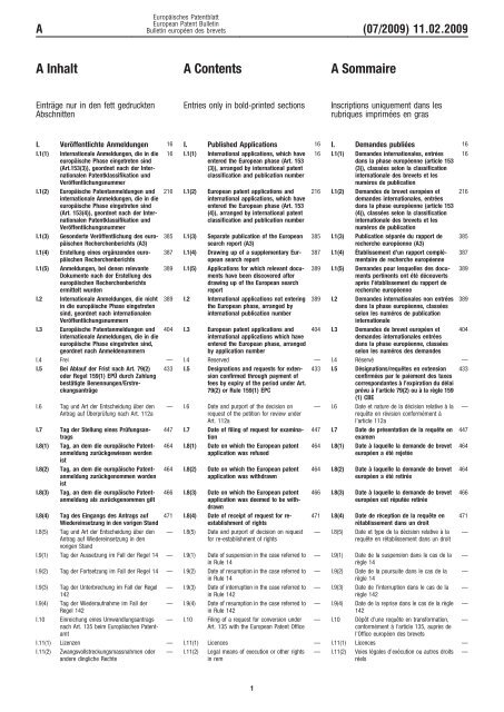 Bulletin 2009/07 - European Patent Office