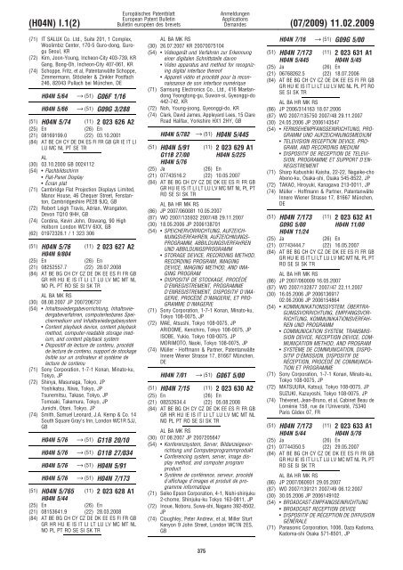 Bulletin 2009/07 - European Patent Office