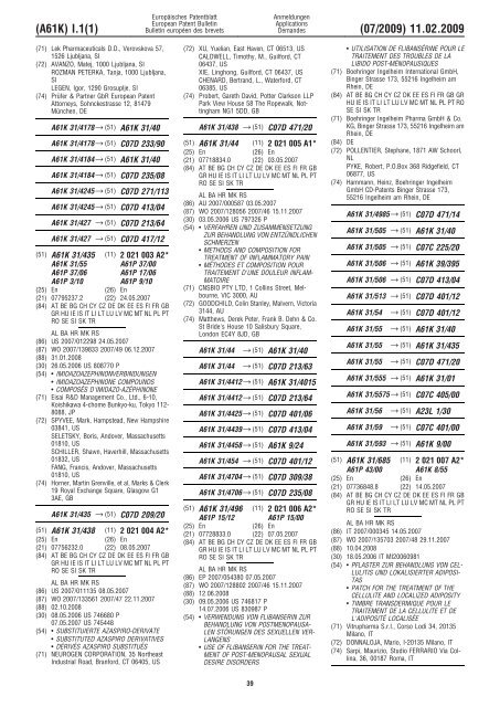 Bulletin 2009/07 - European Patent Office