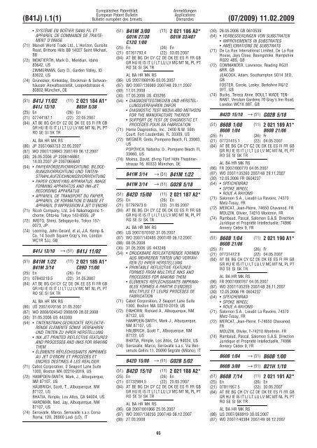 Bulletin 2009/07 - European Patent Office