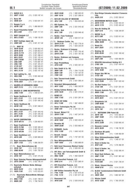 Bulletin 2009/07 - European Patent Office