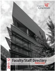 Faculty/Stafi Directory - Directories - University of Cincinnati