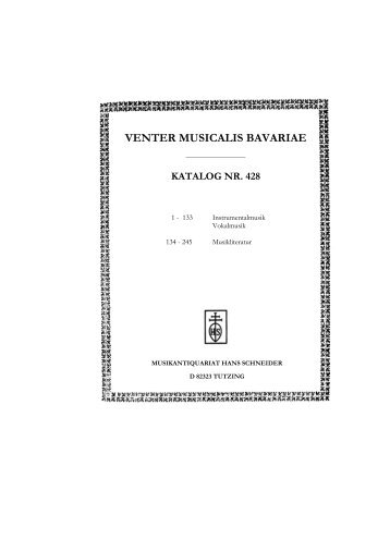 VENTER MUSICALIS BAVARIAE - Schneider-musikantiquar.de