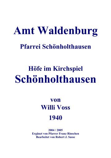 Amt Waldenburg/Pfarrei Schönholthausen - Heimatbund Finnentrop