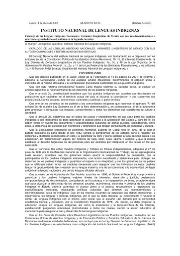 Catálogo de las Lenguas Indígenas Nacionales - Comisión ...