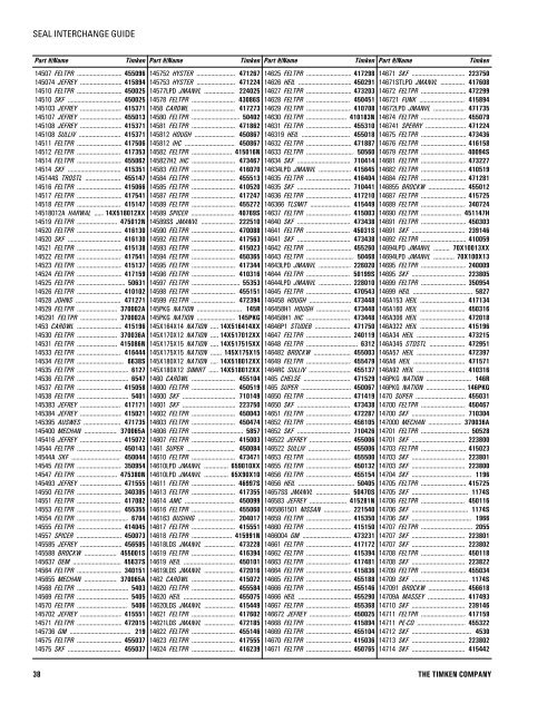 Stemco Wheel Seal Cross Reference Chart
