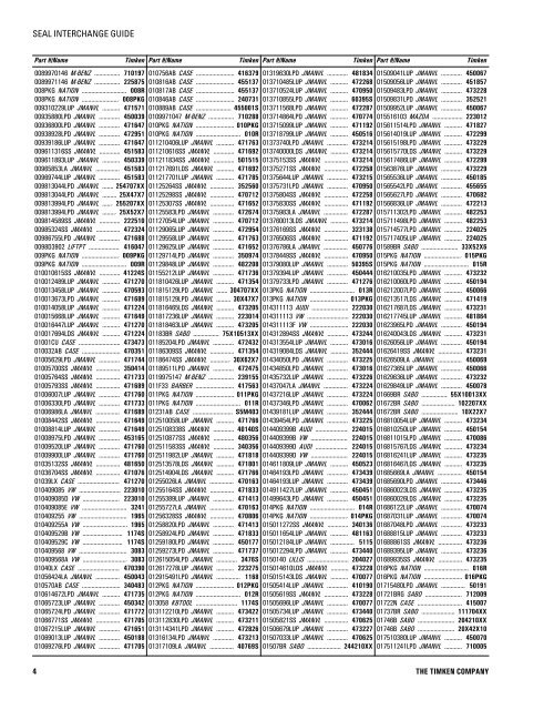 seal interchange guide pa seal cross reference chart
