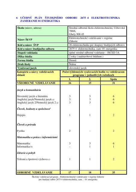 s platnosťou od 1.9.2010 - Stredná odborná škola elektrotechnická ...