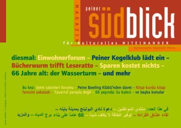 diesmal: Einwohnerforum – Peiner Kegelklub lädt ein – Bücherwurm ...