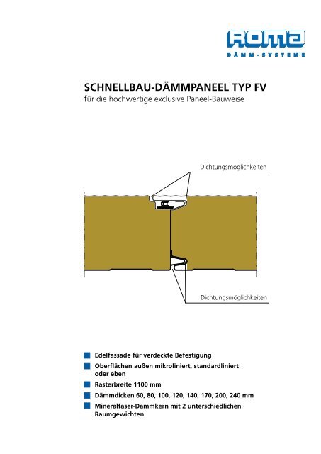 SCHNELLBAU-DÄMMPANEEL TYP FV