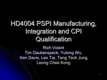 HD4004 PSPI Manufacturing, Integration and ... - HD MicroSystems
