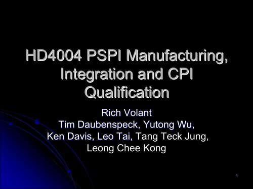 HD4004 PSPI Manufacturing, Integration and ... - HD MicroSystems