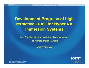 Development Progress of high refractive LuAG for Hyper ... - Sematech