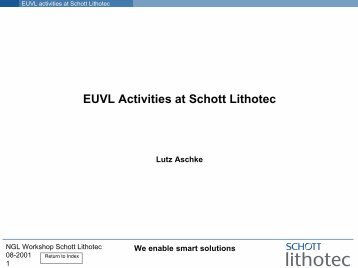 EUVL Activities at Schott Lithotec - Sematech