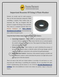 Important Reasons Of Using A Plain Washer