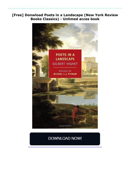  [Free] Donwload Poets in a Landscape (New York Review Books Classics) -  Unlimed acces book