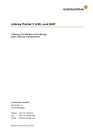 Liferay CE  6.2  und  CE 7 Portletbeschreibung 2016