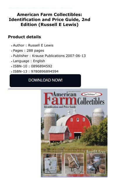 American Farm Collectibles: Identification and Price Guide, 2nd Edition (Russell E Lewis)