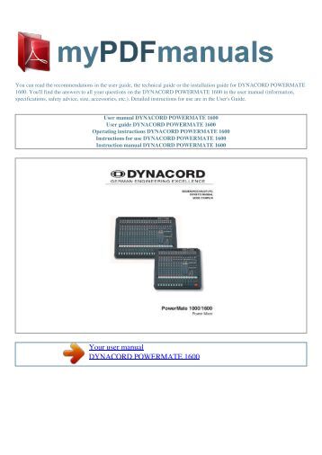 Dynacord Powermate 1000 3 Инструкция.Doc