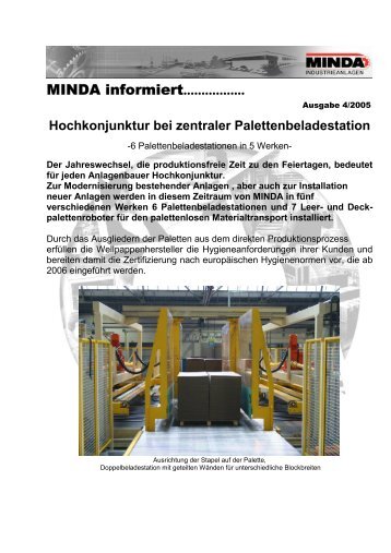 Hochkonjunktur bei zentraler Palettenbeladestation - minda.de