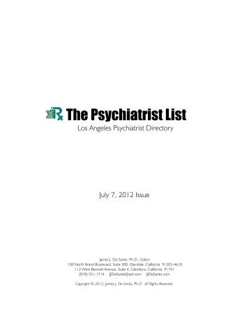 The Psychiatrist List - James J. De Santis, Ph.D.