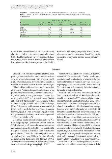 arseeni järvisedimenteissä - arkisto.gsf.fi - Geologian tutkimuskeskus