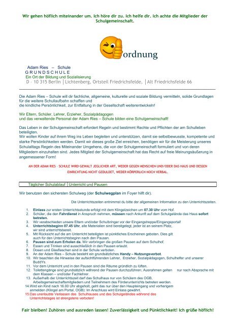 Hausordnung Ist Hier Als Pdf Adam Ries Grundschule