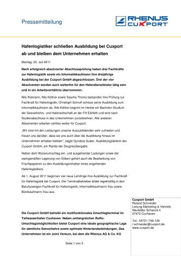 Pressemitteilung - Rhenus AG & Co. KG